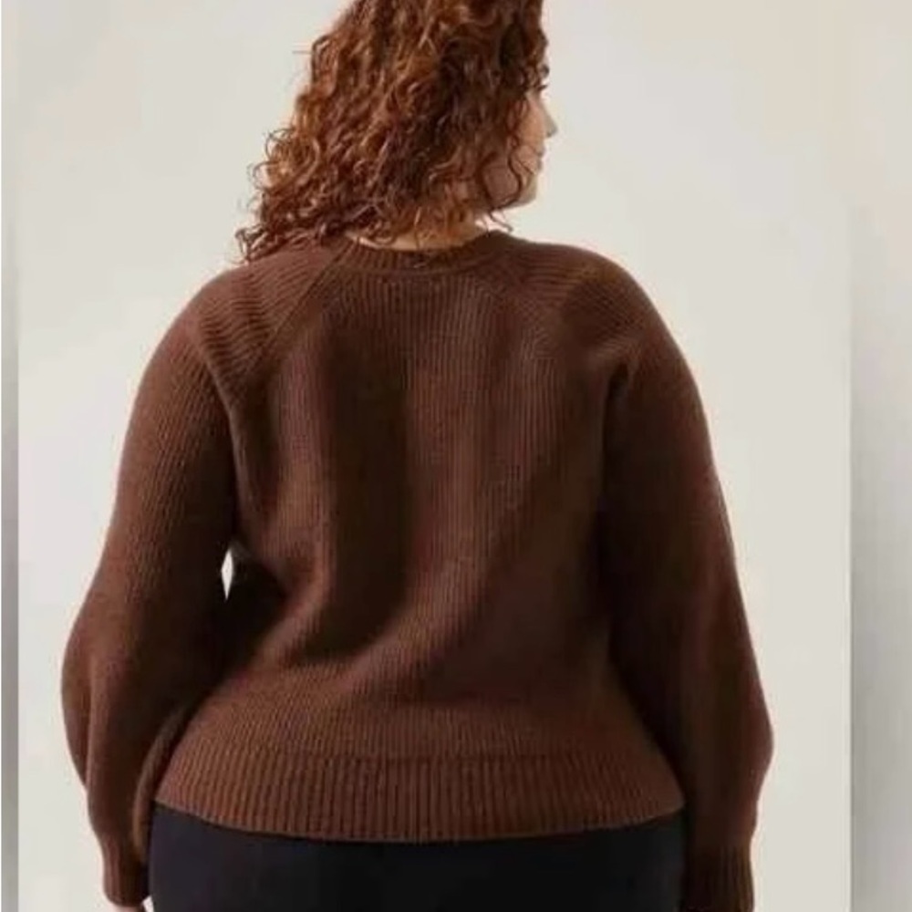 🆕 Athleta Layover Merino Wool Blend Crew Sweater, Chocolate, Size 3X - Picture 4 of 10
